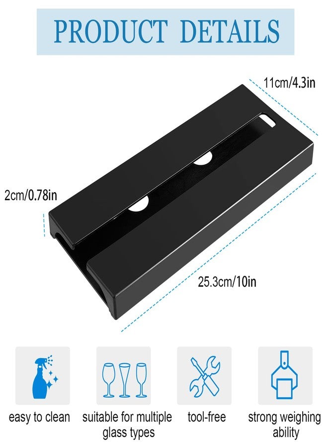 رتيري رف أكواب نبيذ من ريتيري، 6 قطع، يُعلق أسفل الخزانة، 10 × 4.3 × 0.8 بوصة، حامل بلاستيكي، يُعلق أسفل الرف، لا يحتاج إلى ثقب، رف معلق لأكواب النبيذ، منظم أكواب المطبخ والبار (أسود) - Image 2