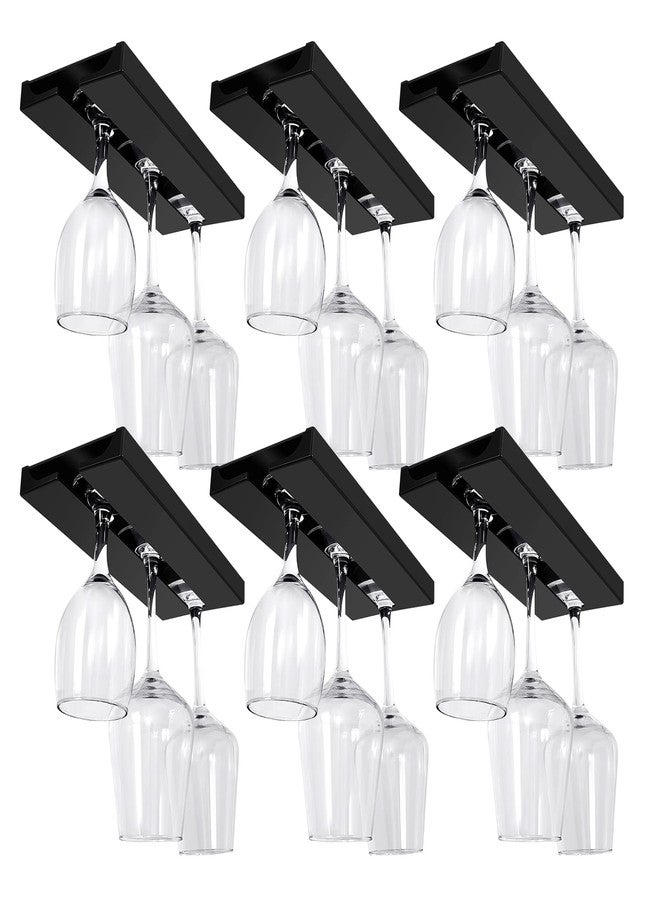 رتيري رف أكواب نبيذ من ريتيري، 6 قطع، يُعلق أسفل الخزانة، 10 × 4.3 × 0.8 بوصة، حامل بلاستيكي، يُعلق أسفل الرف، لا يحتاج إلى ثقب، رف معلق لأكواب النبيذ، منظم أكواب المطبخ والبار (أسود) - Image 1