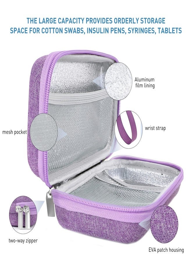 suzamed Insulin Cooler Travel Case,EVA Insulation Travel Medicine Kit with 2 Ice Packs for Diabetes Care,Insulin Pen and Other Diabetic Supplies (Purple) - Image 4