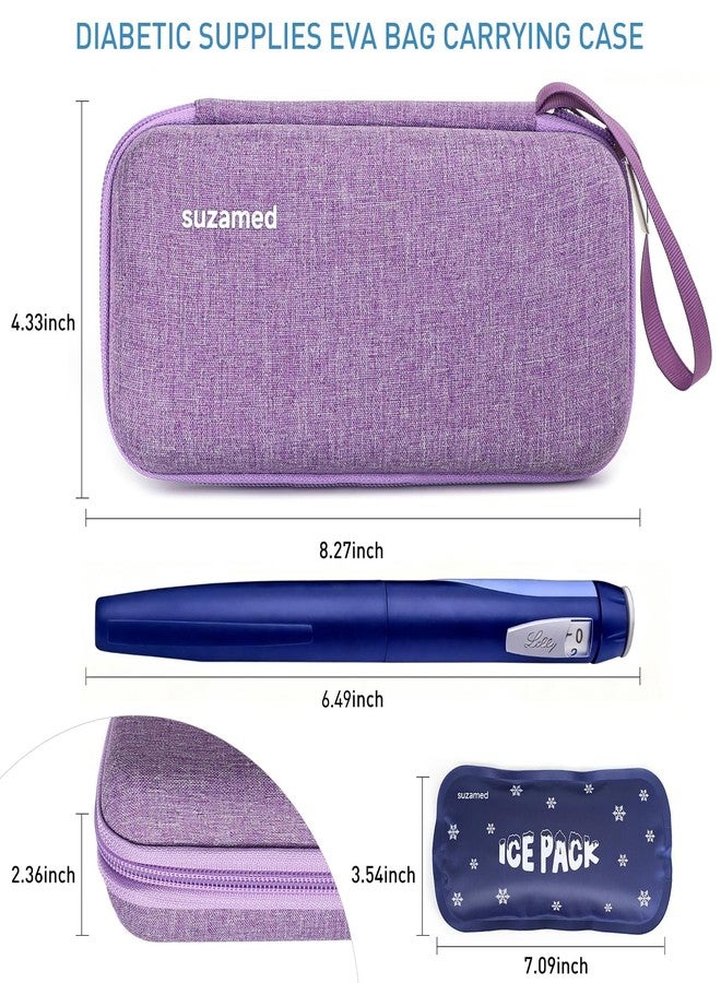 suzamed Insulin Cooler Travel Case,EVA Insulation Travel Medicine Kit with 2 Ice Packs for Diabetes Care,Insulin Pen and Other Diabetic Supplies (Purple) - Image 5