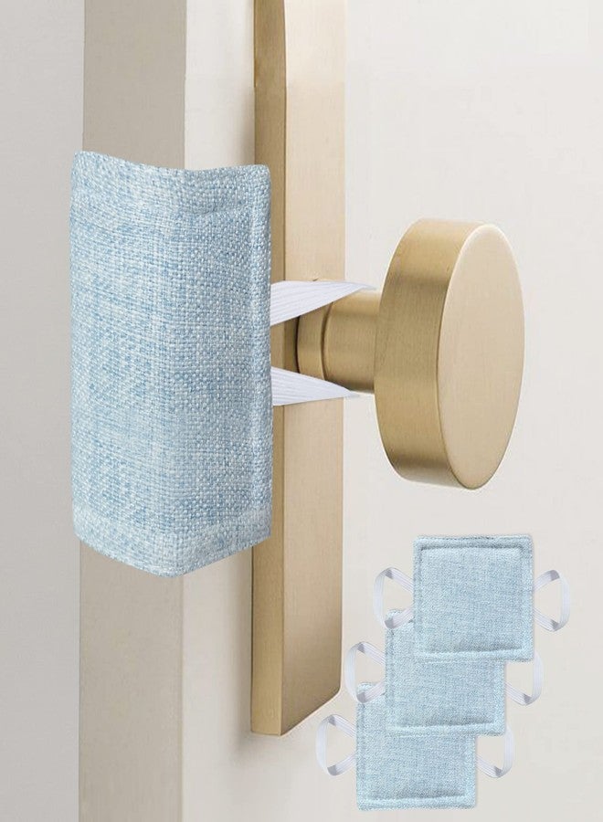 warmtone Door Latch Covers for Newborn Door Silencer, Quiet Door Closer Fit for Light Sleepers No Slamming, Prevent from Locking - 4" x 3", Light Blue, 3 Pieces - Image 1