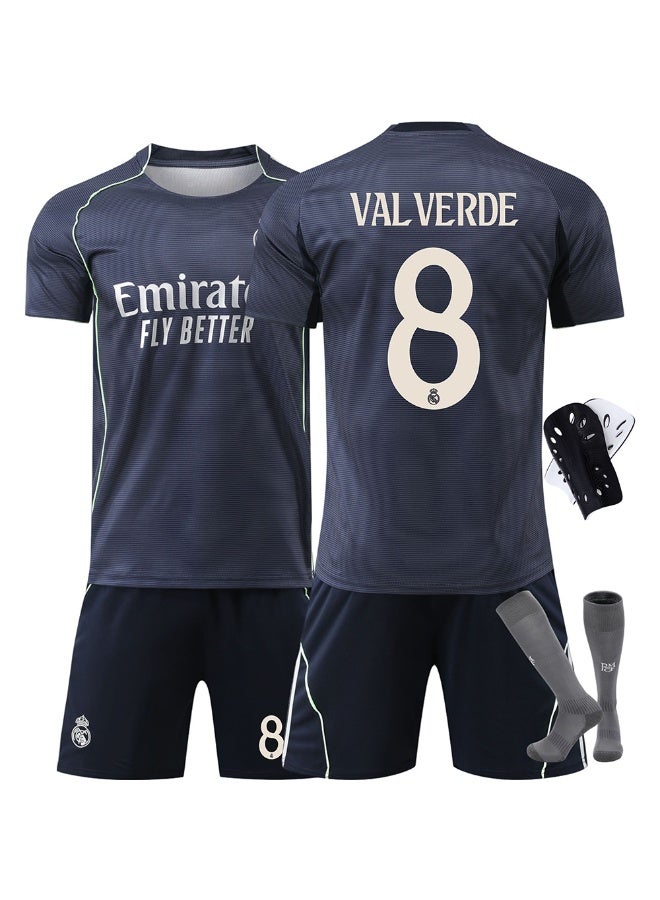 Real Madrid 2025-2026 Kids' Football Kit - #8 Valverde Jersey, Shorts, Socks & Protective Gear Set (Children & Adult Sizes) - Image 1
