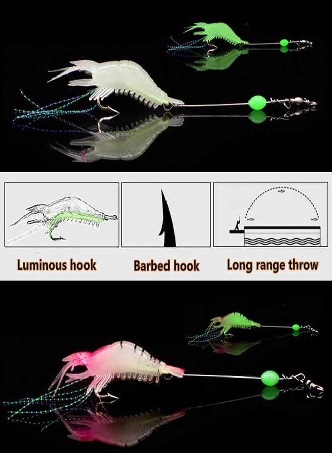 SHIVEXIM Luminous Life Like Shrimp Lure Set Soft Artificial Silicone Soft Bait Mixed Color Spinner Crank Bait Fishing Lure with Hook Freshwater/Saltwater (7) - Image 5