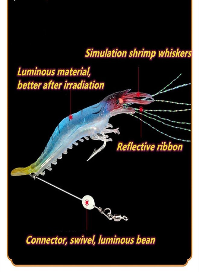 SHIVEXIM Luminous Life Like Shrimp Lure Set Soft Artificial Silicone Soft Bait Mixed Color Spinner Crank Bait Fishing Lure with Hook Freshwater/Saltwater (7) - Image 2