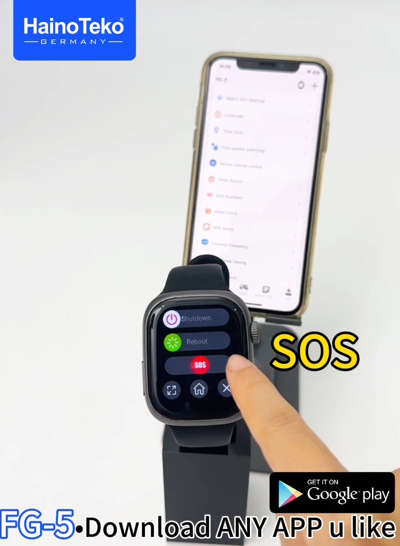 Haino Teko FG-5 5G Android Smart Watch with SIM Card Slot 3 Pair Straps and Charging Cable Designed for Ladies and Gents - Image 5