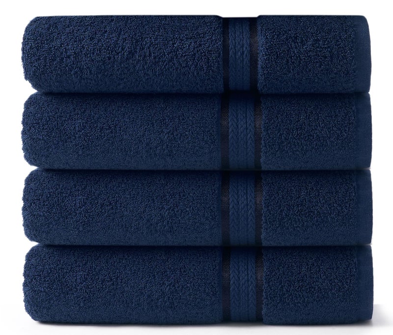 COTTON CRAFT Ultra Soft Bath Towels - 4 Pack Extra Large Bath Towels - Oversized 30x54 - Absorbent Everyday Luxury Hotel Spa Gym Shower Beach Pool Camp Dorm - 100% Cotton - 580 GSM - Navy - Image 1