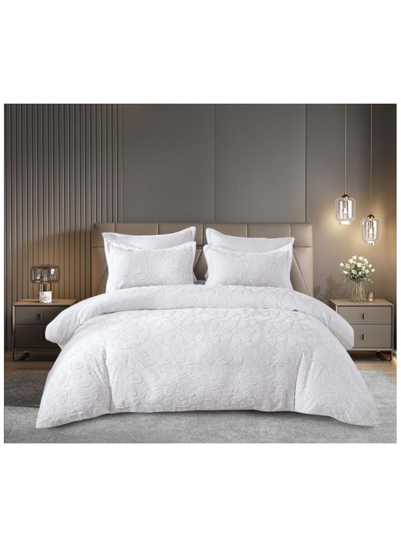 Comfy COMFY 6 PC KING SIZE EMBROIDERED PREMIUM COTTON FLORAL DESIGN COMFORTER SET WHITE 