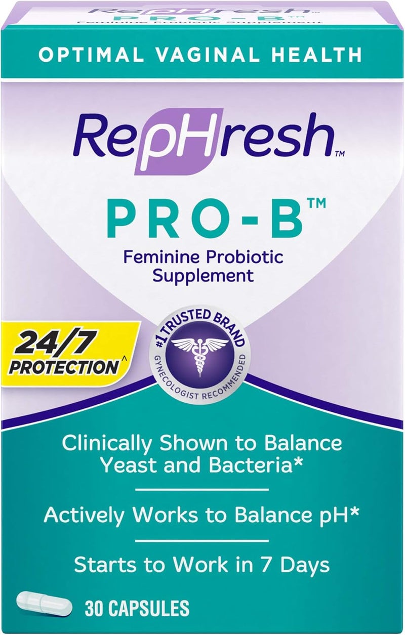 RepHresh ProB Probiotic Supplement for Women 30 Capsules and vH essentials Ph Balanced Daily Feminine Wash 6 Fl Oz - Image 2