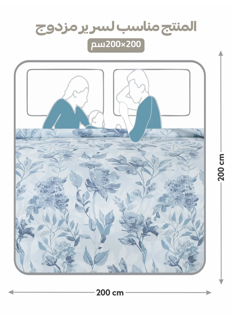 Doona Printed 6-Pcs King Comforter Bedding Set Fits 200x200cm -Includes Comforter, Fitted Sheet, Pillow Shams &amp; Pillowcases – Soft Microfiber Fabric with Soft 350 GSm Filling