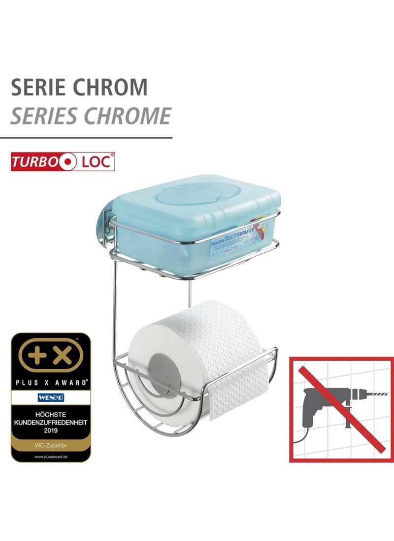 WENKO Turbo-Loc toilet roll holder with tray - fixing without drilling, Steel, Chrome - pzsku/Z3A5A7C0718BC85B6F27FZ/45/_/1702369392/29232c03-4236-42c6-a155-ceaacbf12969