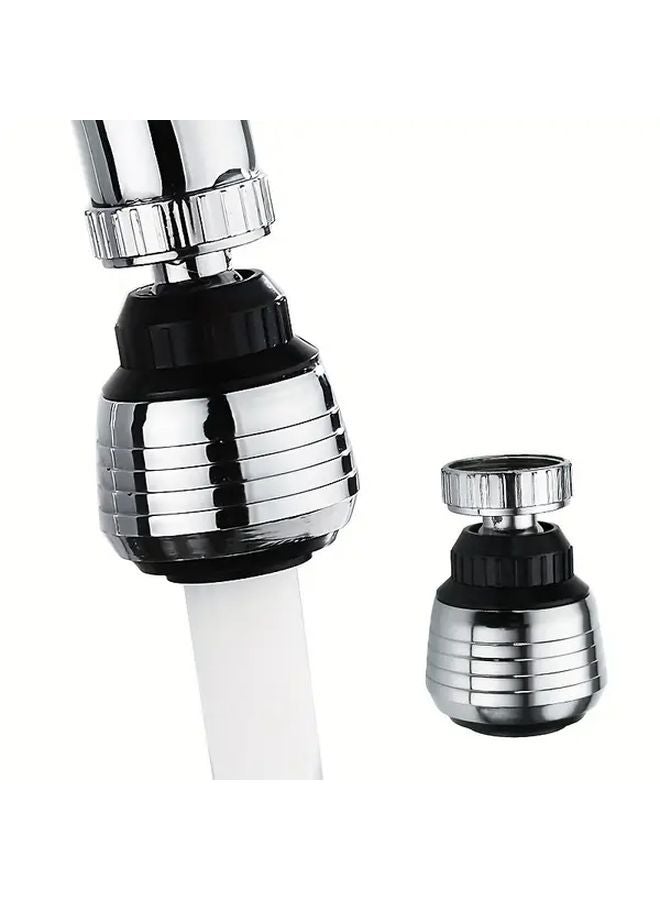 قطعتان صنبور مطبخ دوار 360 درجة رشاش فضي مقاوم للتناثر سهل التركيب - Image 2