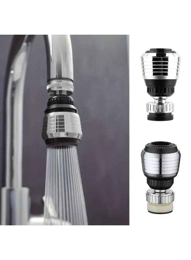 قطعتان صنبور مطبخ دوار 360 درجة رشاش فضي مقاوم للتناثر سهل التركيب - Image 3