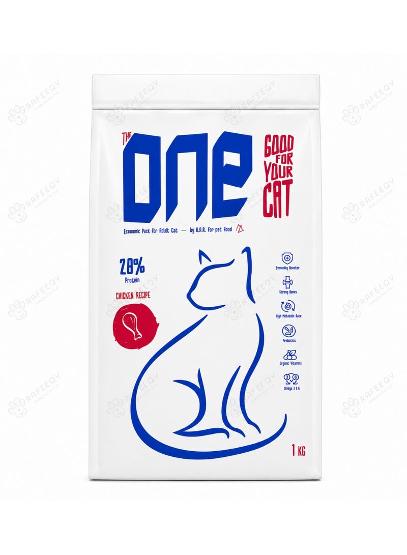 THE ONE ONE Premium Dry Cat Food for Adult Cats with Chicken Recipe - 1KG | High Protein, Immunity Booster & Bone Support - Image 1