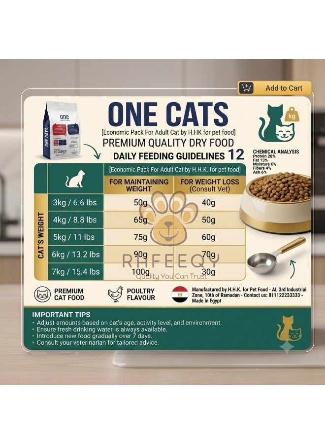 THE ONE ONE Premium Dry Cat Food for Adult Cats with Chicken Recipe - 1KG | High Protein, Immunity Booster & Bone Support - Image 3