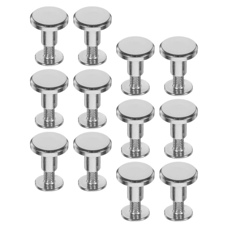 12pcs Silver Binding Screws Flat Head Metal Rivets for Genuine Material Bookbinding Purse Repair DIY Scrapbook Craft Tools - Image 1