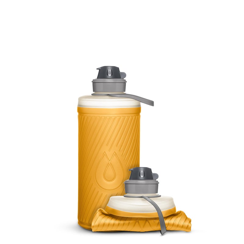 HydraPak Flux - Collapsible Backpacking Water Bottle (1 Liter) - BPA Free, Ultra Light, Spill-Proof Twist Cap - Golden Yellow - Image 1