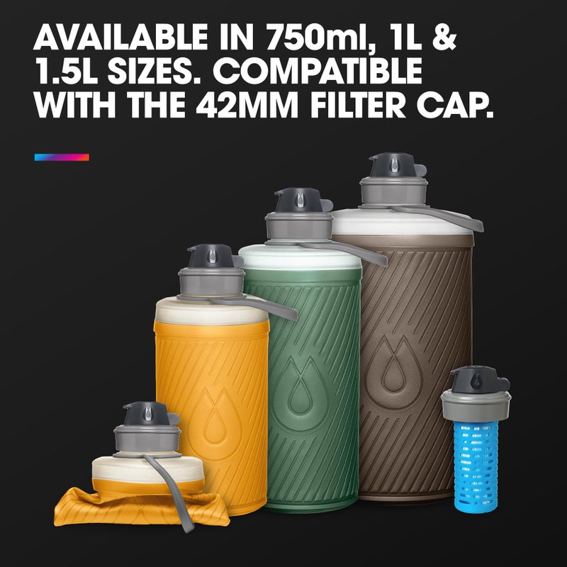 HydraPak Flux - Collapsible Backpacking Water Bottle (1 Liter) - BPA Free, Ultra Light, Spill-Proof Twist Cap - Golden Yellow - Image 5