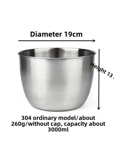 304 Stainless Steel Deepened Bowl Bowl Bowl Chicken Bowl Thickened Splash-proof Egg Beating Bowl Seasoning Bowl Cream Bowl Cold Pot String Bowl-Specification:§deepen The Egg Beating Basin Width 19 Height 13§-Colour:§default§