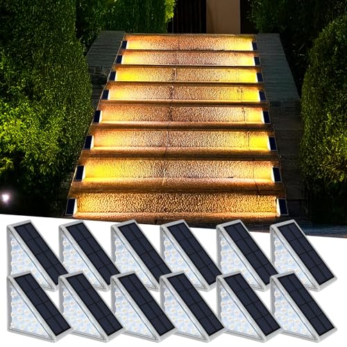 AUDLES LED Solar Step Lights Waterproof Outdoor Stair Lights, Warm White Solar Deck Lights IP67 Solar Decoration Lights for Yard, Patio, Garden, Walkways, Front Door, Pathway, Driveway, Porch 12 Pack - Image 2