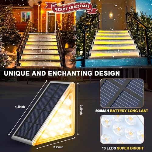 AUDLES LED Solar Step Lights Waterproof Outdoor Stair Lights, Warm White Solar Deck Lights IP67 Solar Decoration Lights for Yard, Patio, Garden, Walkways, Front Door, Pathway, Driveway, Porch 12 Pack - Image 3