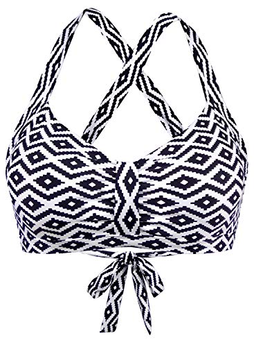 Balasami Women's Retro Printed Adjustable Thick Straps Cross Back Push Up Vintage Bikini Swimsuit Tops Only - Image 1