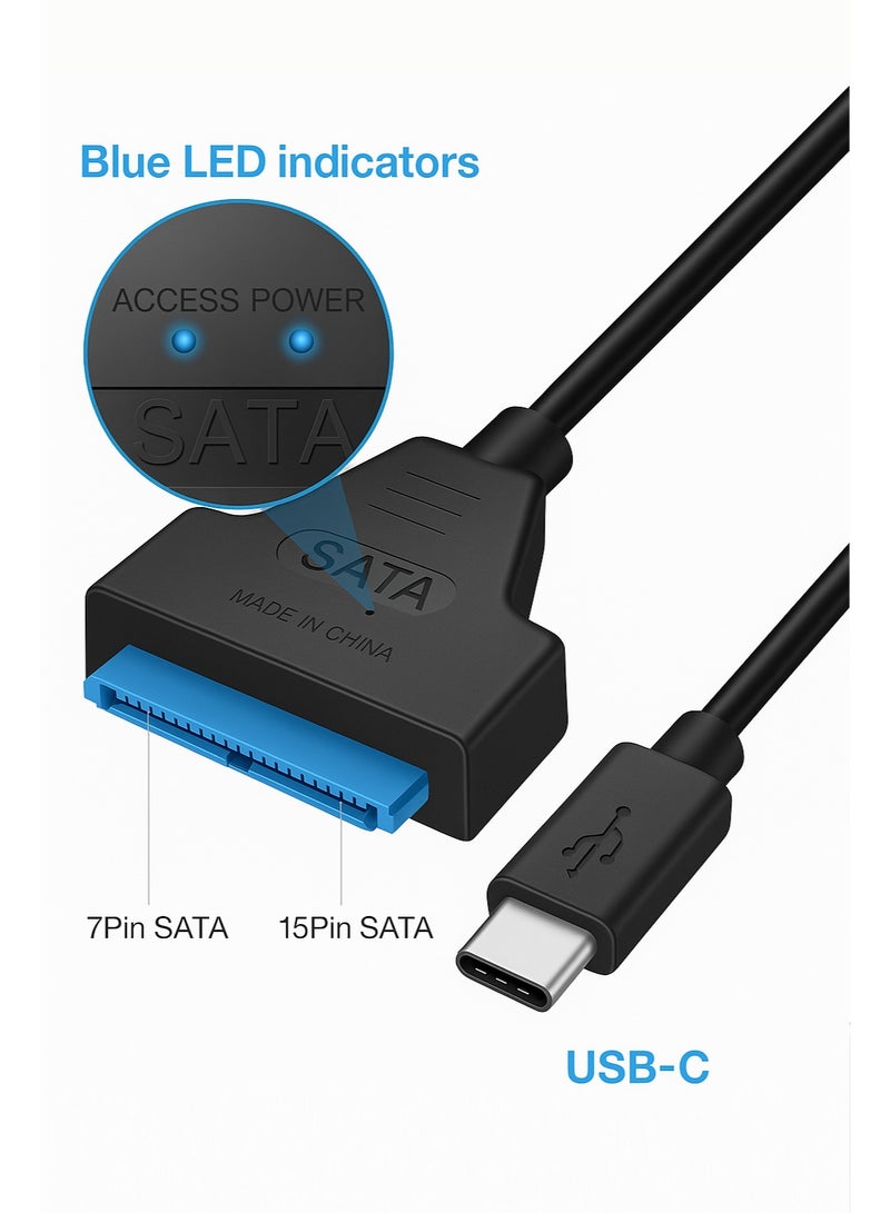 فوجيشكا محول من Type-C إلى SATA 2.5" لتوصيل أقراص SSD وHDD – سرعة عالية – كابل قصير - Image 4