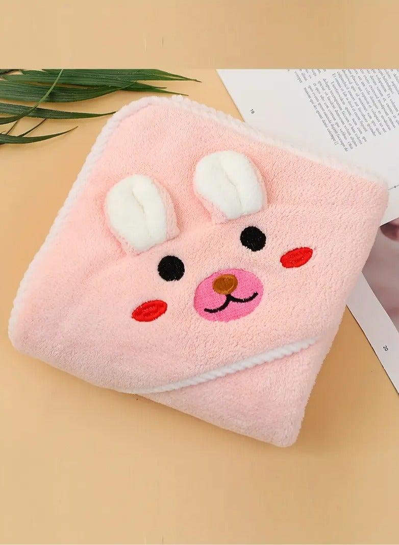 Hooded Baby Bath Towel with Animal Pattern – Soft & Highly Absorbent Cotton Bathrobe for Newborns & Toddlers, Multi-functional After Bath, Swimming, or Beach Use,Pink  - Image 3
