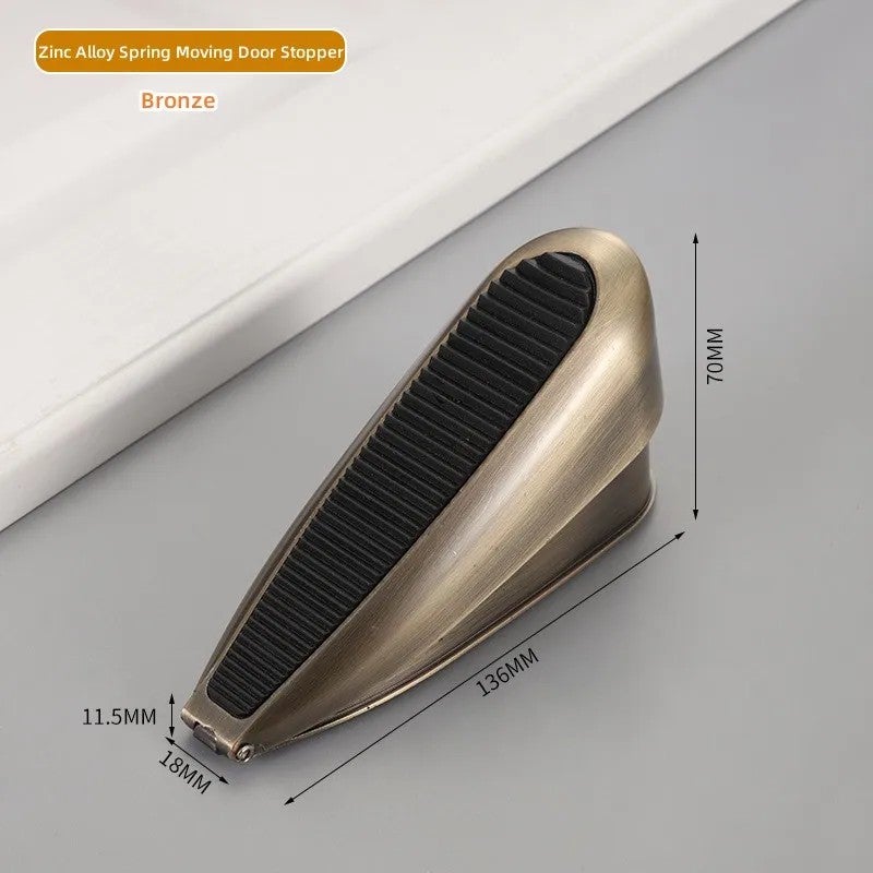 Bluejw Modern Non-Collision Spring Door Stopper - Punch-Free Door Wedge Holder, Non-Slip Thickened Black Rubber, Windproof Moving Door Stops-Tools - Image 1