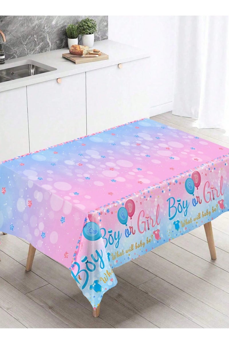 زينه حفلات الكشف عن المولود مفرش طاوله باللون الوردي والازرق لاضافة لمسه مميزه لحفلة الكشف عن الجنين مقاس المفرش (220*130) cm - Image 4