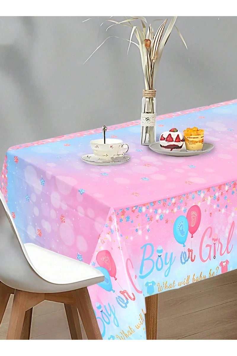 زينه حفلات الكشف عن المولود مفرش طاوله باللون الوردي والازرق لاضافة لمسه مميزه لحفلة الكشف عن الجنين مقاس المفرش (220*130) cm - Image 5
