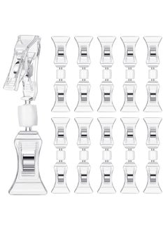 Double Sided Sign Clips Sign Display Mini Clip Clear Rotatable Merchandise Clip on Sign Holder Plastic Price Tag Clip Sign Holder Stand for Label Clothing Business Cards Retail Baskets(25 Pieces)