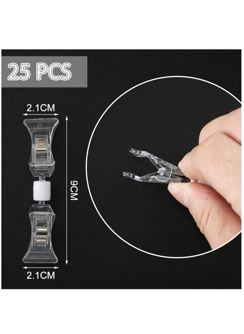 KASTWAVE - Double Sided Sign Clips Sign Display Mini Clip Clear Rotatable Merchandise Clip on Sign Holder Plastic Price Tag Clip Sign Holder Stand for Label Clothing Business Cards Retail Baskets(25 Pieces) - Image 1