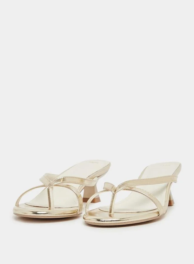 Styli Open Toe Thong Kitten Heel Sandals