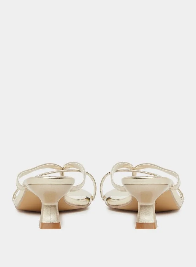 Styli Open Toe Thong Kitten Heel Sandals