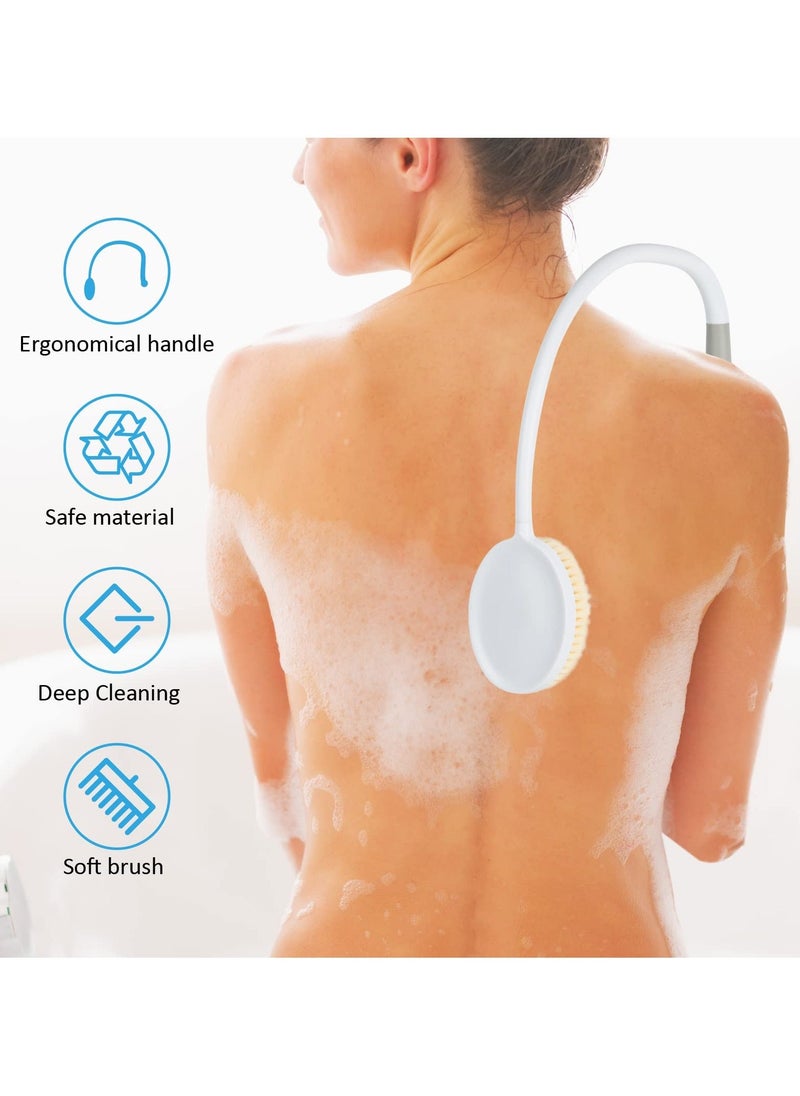 NIBEMINENT Back Bath Brush Long Handle for Shower, Curved Scrubber The Elderly, Disabled, Limited Mobility, U-Shaped Body Shower Man and Woman, 27.56” Length  - Image 3