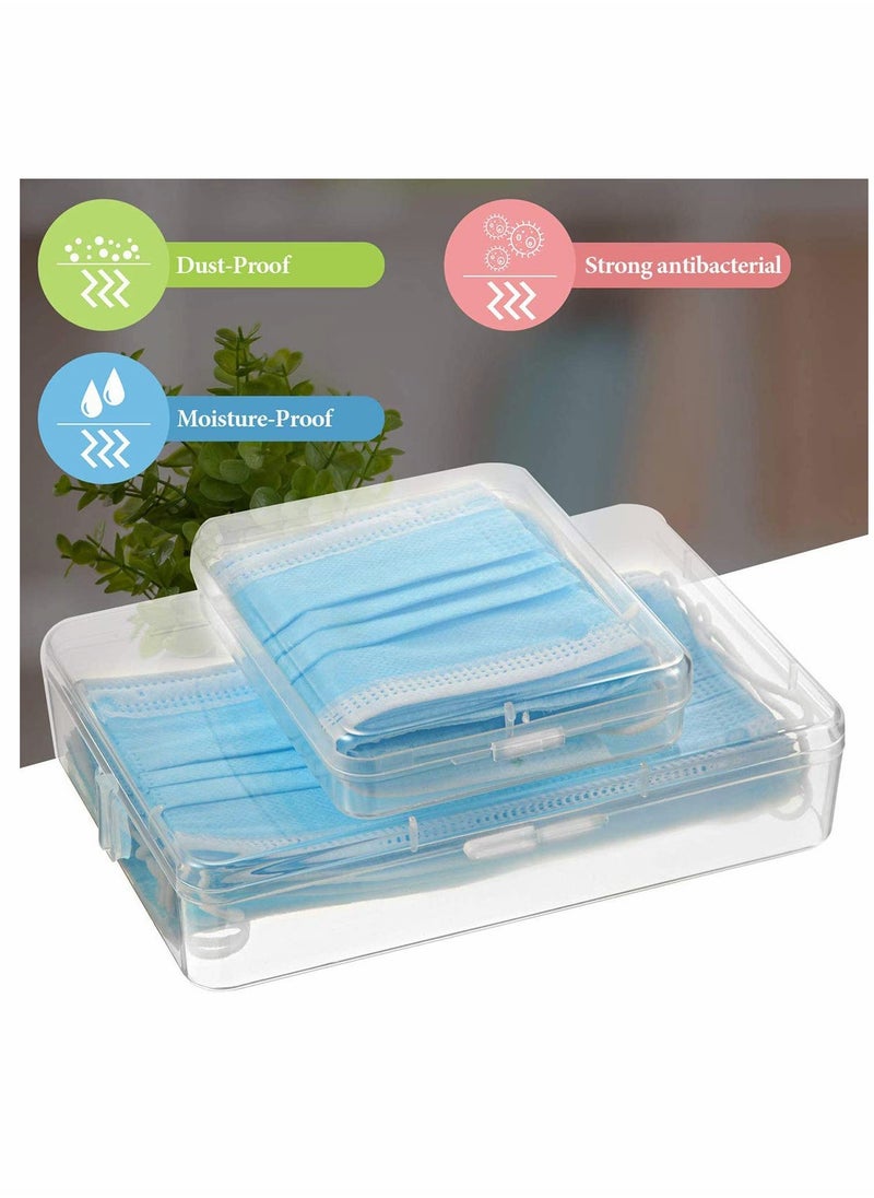 KASTWAVE - 4 Pack Face Cover Storage Case Clear Plastic Face Covering Storage Box Reusable Keeper Folder, Portable Face Cover Case Organizer for Face Covering Pollution Prevention - Image 1