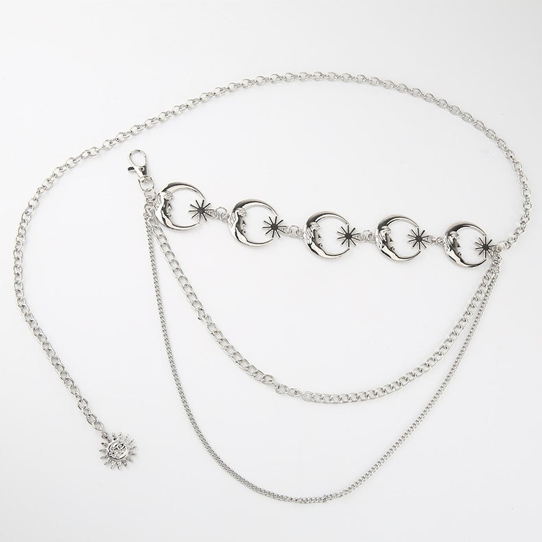 Sun Moon Metal Pendant Waist Chain New Fashion Girl Body Chain Dress Chain Belt - Image 1