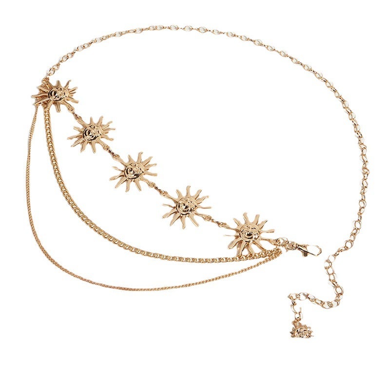 Sun Moon Metal Pendant Waist Chain New Fashion Girl Body Chain Dress Chain Belt - Image 4