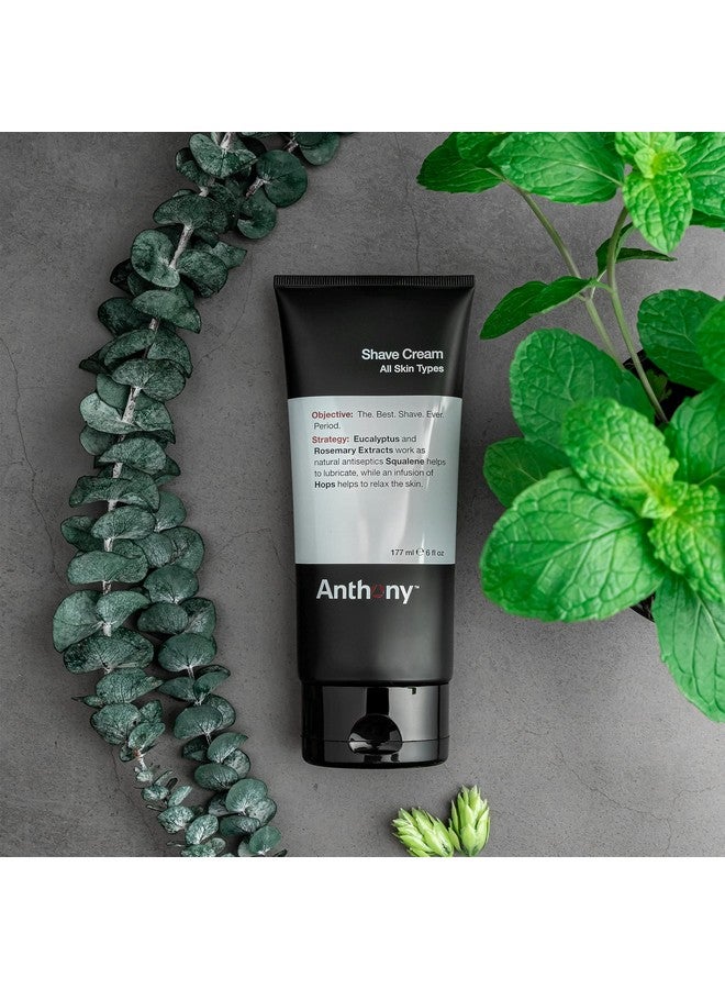 Anthony Shaving Cream Mens Sensitive Skin: Squalane, Eucalyptus, Spearmint And Rosemary Extracts, Help Soothe, Refresh, Cool, And Condition Your Skin For Shave 6 Fl Oz - Image 1
