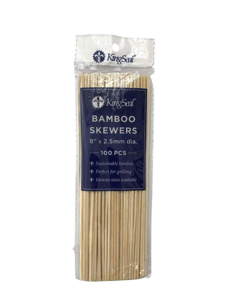 1600 Count  KingSeal Natural Bamboo Wood Grilling Skewers 8 Inches x 25mm Diamter for Shish Kebabs BBQ and Fruit Arrangements Bulk Pack  16 Packs x 100 Skewers