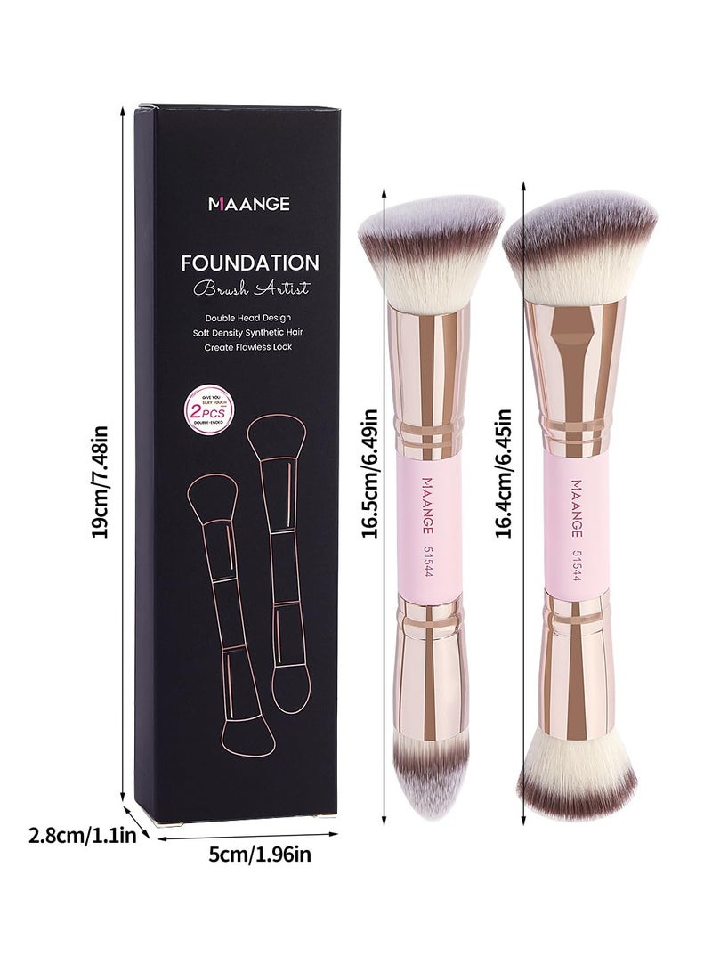 مانجي فرشاة مكياج الأساس من مانج، قطعتان من فرشاة المكياج الفاخرة ذات الطرفين (مسطحة/مائلة/دائرية بزاوية/مدببة من الأعلى) لتلميع السائل والكريم والبودرة ودمج كونتور الوجه - Image 2