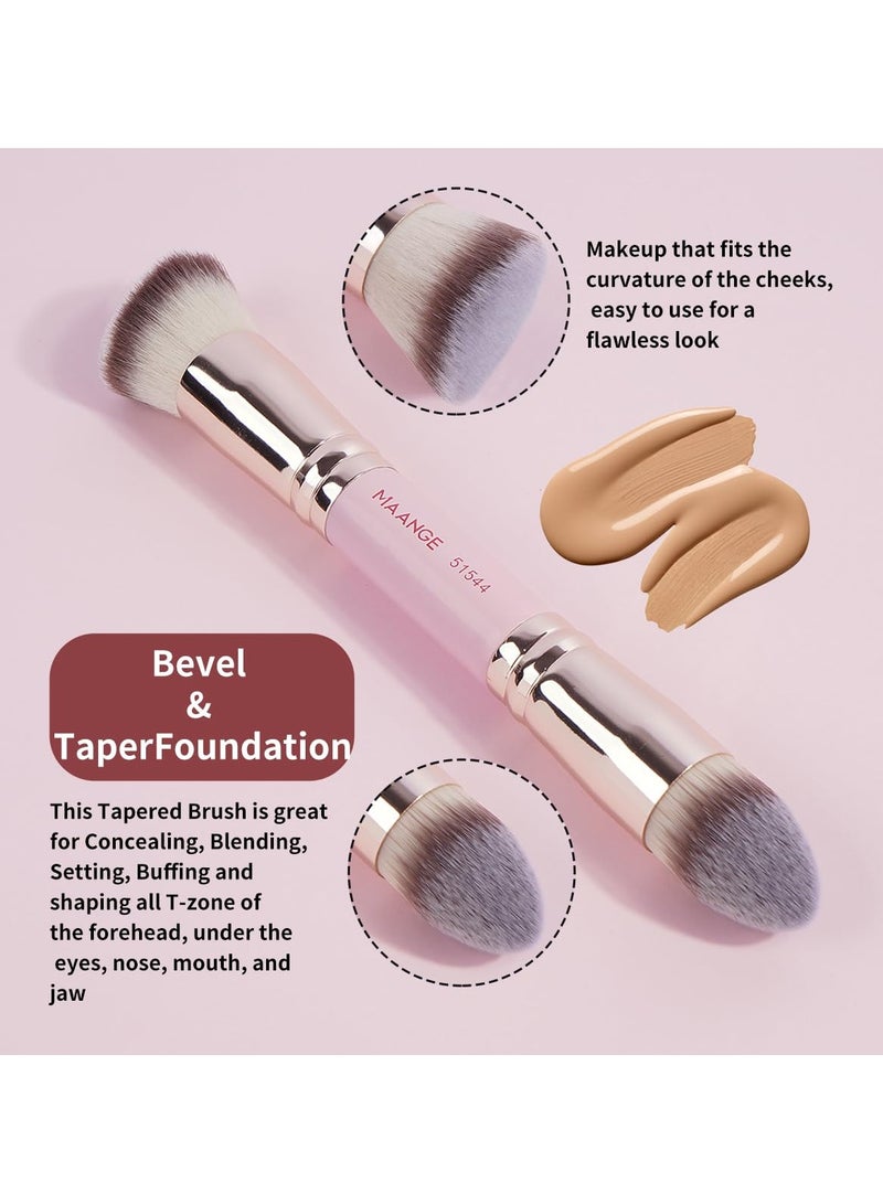 مانجي فرشاة مكياج الأساس من مانج، قطعتان من فرشاة المكياج الفاخرة ذات الطرفين (مسطحة/مائلة/دائرية بزاوية/مدببة من الأعلى) لتلميع السائل والكريم والبودرة ودمج كونتور الوجه - Image 5