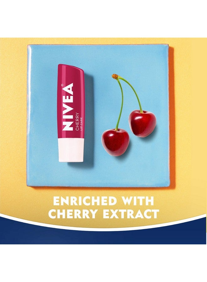 NIVEA Lip Care, Fruity Tinted Lip Balm Variety Pack, Cherry, Strawberry, Blackberry and Watermelon Scents, 3-in-1 Moisture, Repair (for Dry Lips) and Color, 0.17 Oz Stick, Pack of 4 - Image 3