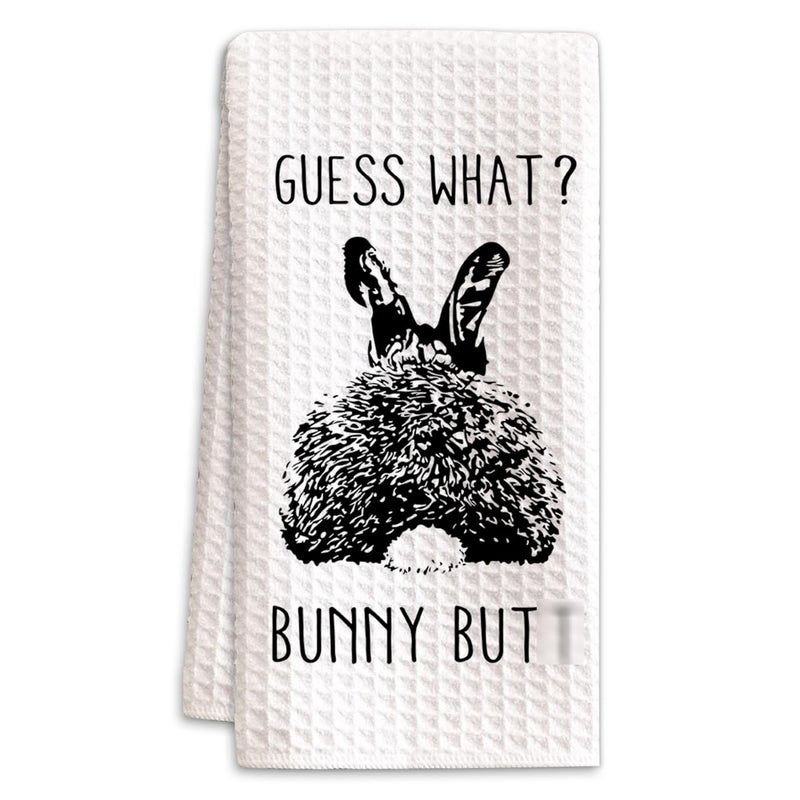 BONETAT Guess What? Bunny But* Kitchen Towels and Funny Dish Towelsm,Funny Bunny Rabbit But* Hand Towels,Easter Hand Towels for Bathroom,Rabbit Lovers Teen Girls Gifts -A16 - Image 1