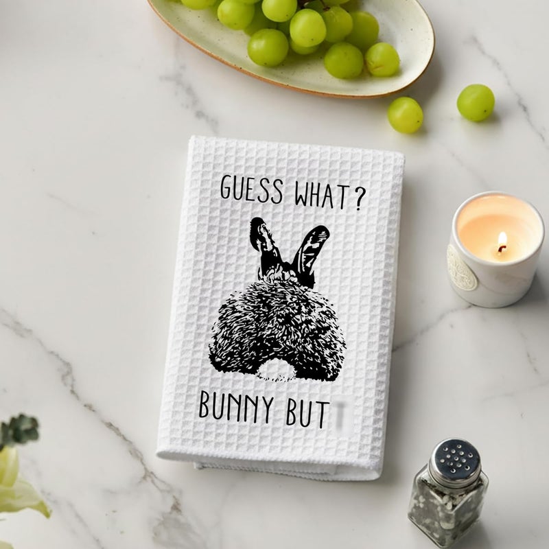 BONETAT Guess What? Bunny But* Kitchen Towels and Funny Dish Towelsm,Funny Bunny Rabbit But* Hand Towels,Easter Hand Towels for Bathroom,Rabbit Lovers Teen Girls Gifts -A16 - Image 4