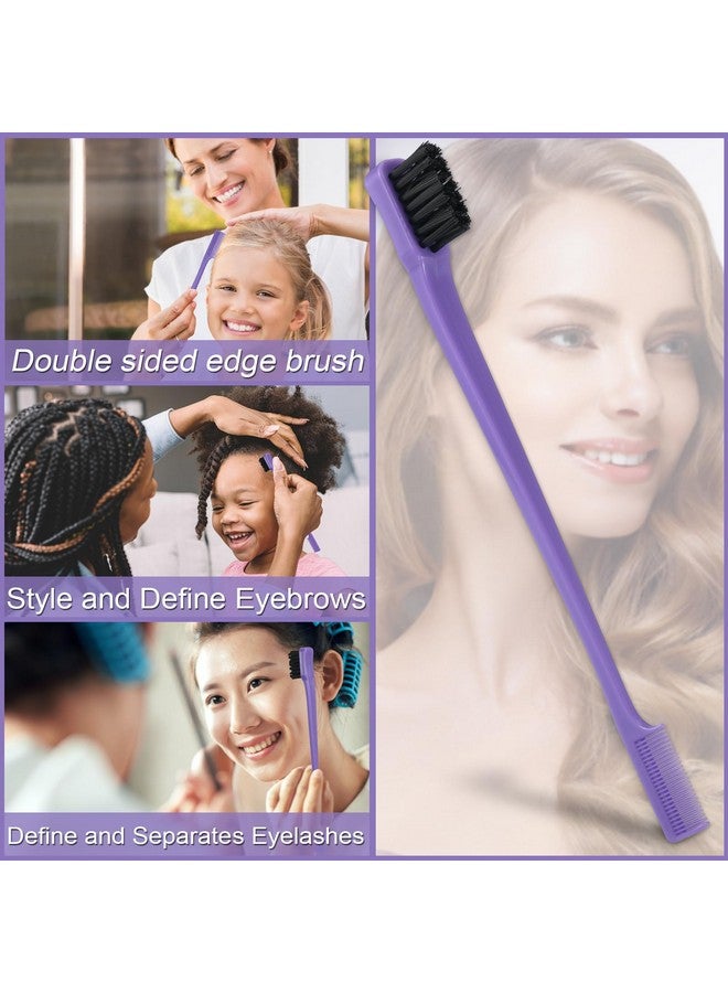 O BRUSHZOO BRUSHZOO Hair Brush Set, Hair Brushes for Women Men kid Wet Dry All Hair Detangling Parting Styling, Brush Set with Detangler Brush, Edge Brush, Teasing brush, Rat Tail Comb (Purpe) - Image 5