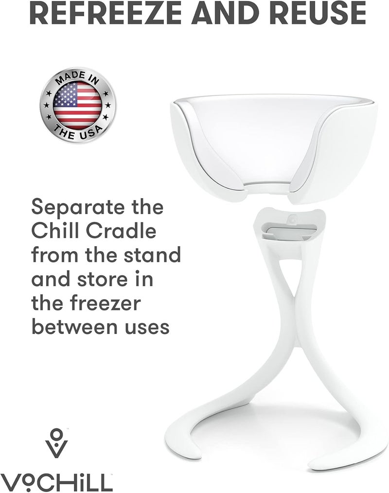 VoChill Stemmed Wine Glass Chiller | Made in USA | Radically cool wine tool – keeps wine perfectly chilled in your glass | Refreezable Chill Cradle actively chills (Stone, Single ) - Image 2