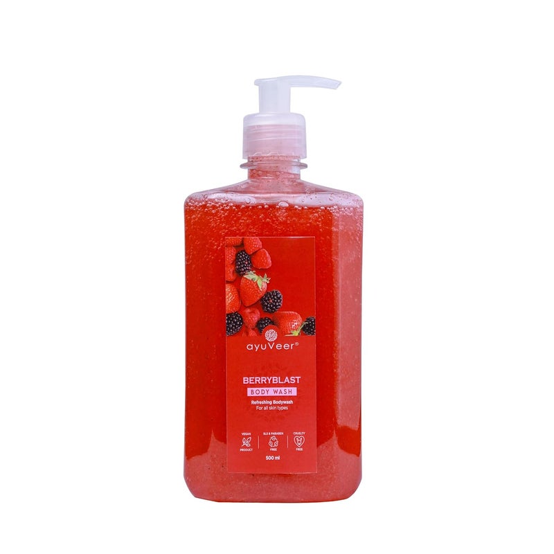 Ayuveer Berry Blast Body Wash  Shower Gel  Deep Clean  Intense Hydration  Help Reduce Flakes  Itchiness  Dry Skin  No Paraben  For Men  Women  500ML - Image 1