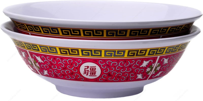 M.V. Trading Melamine Oriental Pho Noodle Soup Bowl 52 Ounce Longevity Design Set of 2 - Image 1