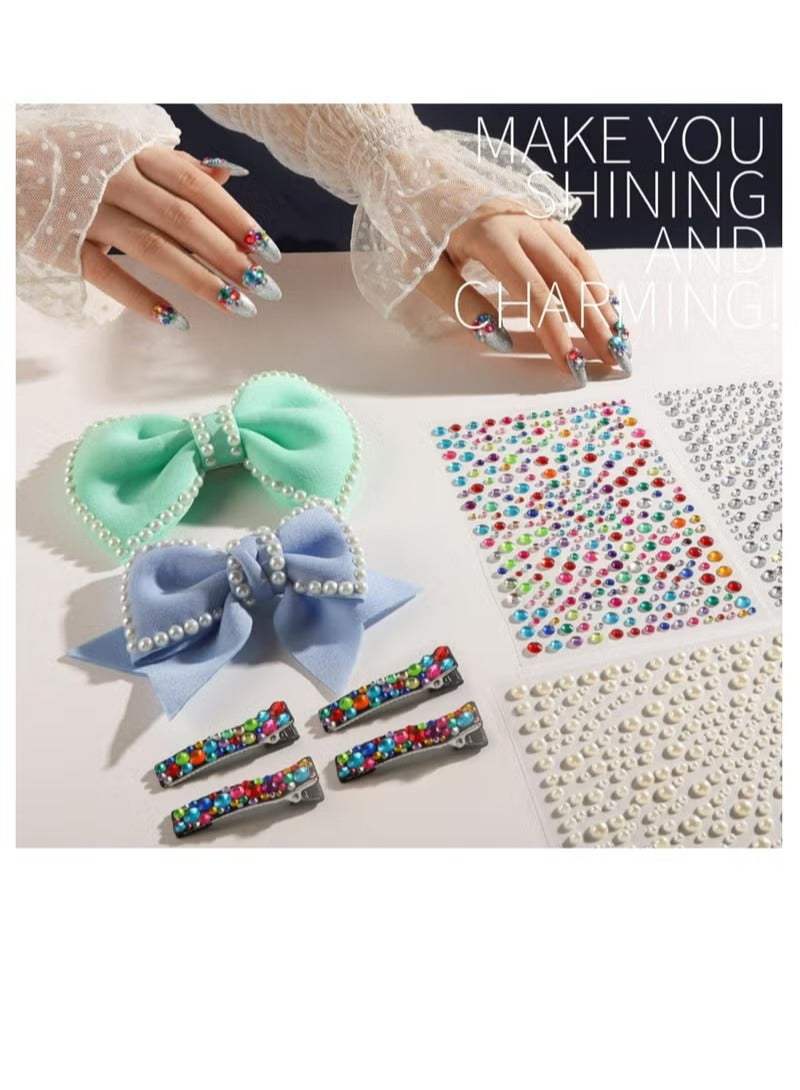 4-Sheet Face Gems Self Adhesive Face Rhinestones for Makeup Festival Face Jewels, Stick On Pearls Hair Gems, Pearl Rhinestones Stickers for Face, Hair, Eye, Makeup, Nail - Image 2